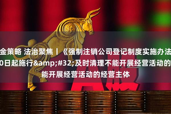 金策略 法治聚焦丨《强制注销公司登记制度实施办法》10月10日起施行 及时清理不能开展经营活动的经营主体